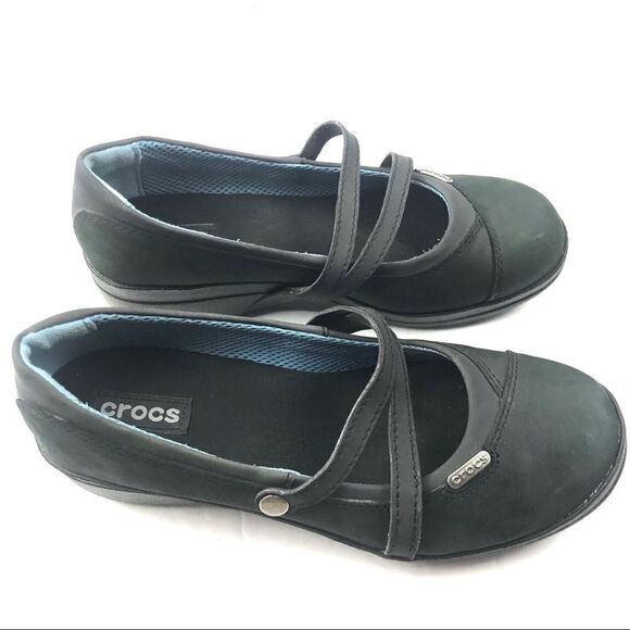 Crocs Patricia Leather Slip On Shoes Size 8W - Picture 4 of 10